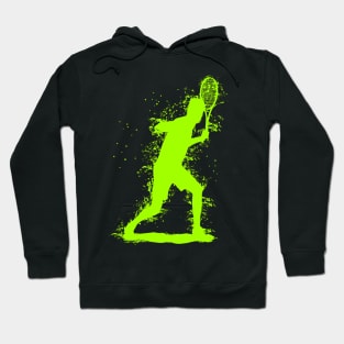 Abstract Watercolor style Tennis Art - Bright Green Hoodie